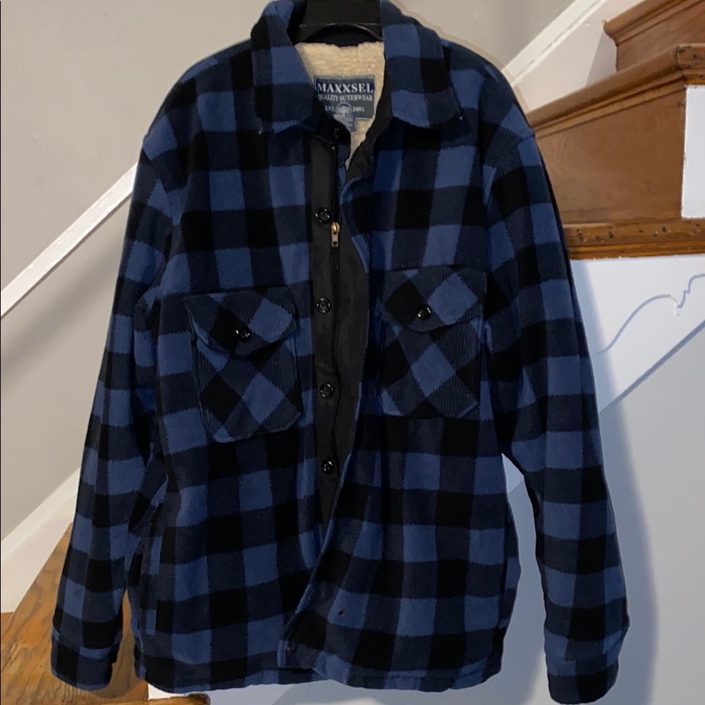 Jacket MAXXSEL Blue & Black Buffalo check/Plaid Size Medium